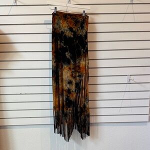 Asymmetrical Tie-Dye Fringe Skirt